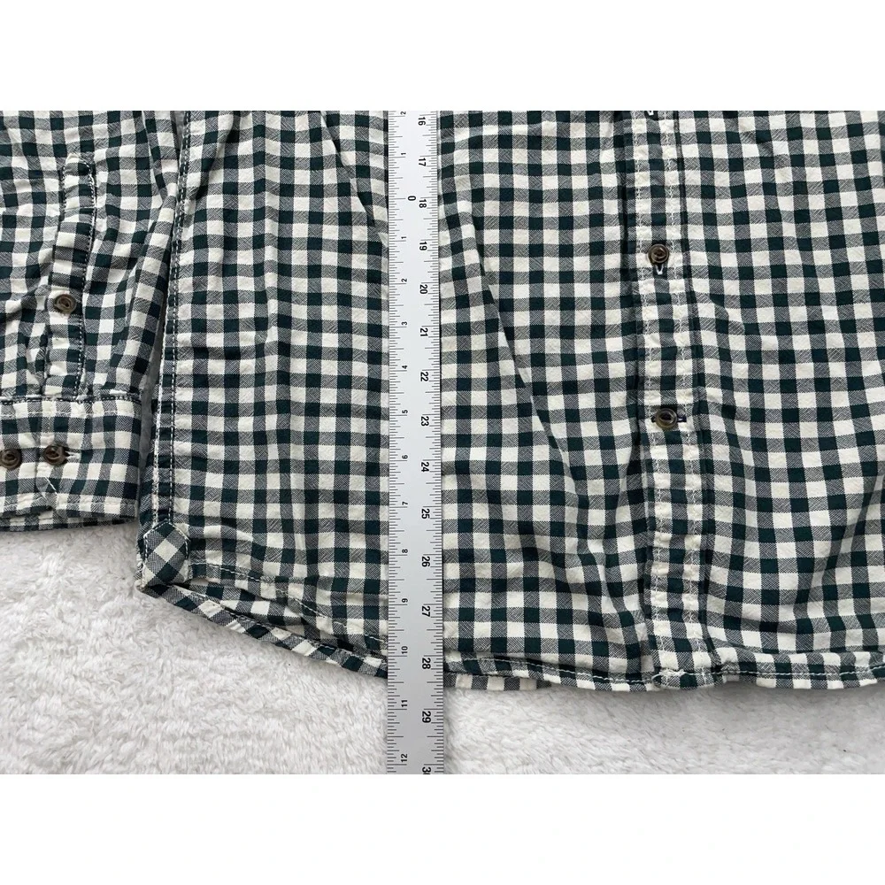 The North Face Shirt Mens Large Green Plaid Flannel Lined Button Up Long Sleeves